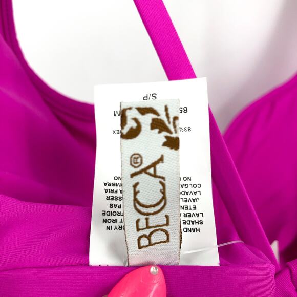 BECCA Women's Color Code V-Wire One Piece Swimsuit Small Vivid Pink Stretch NWT - Picture 10 of 12